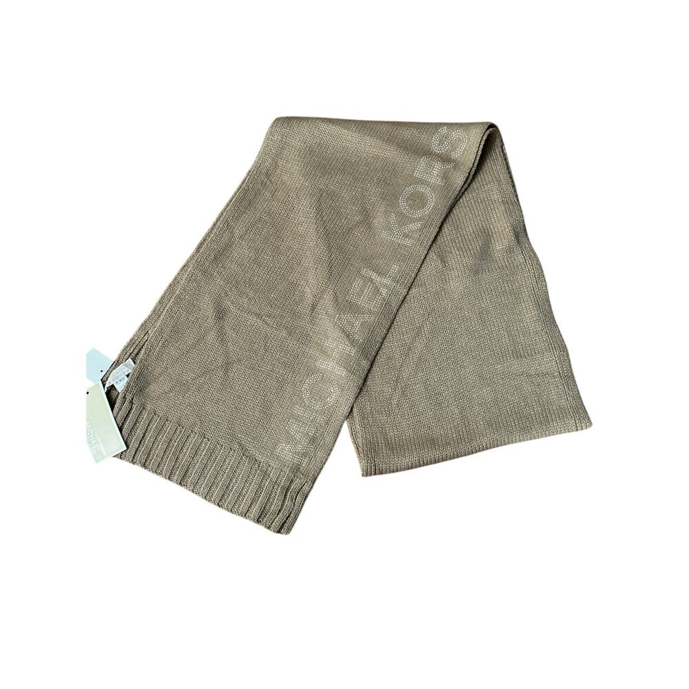 Michael Kors Knitted Scarf Camel Gold Studded Logo One Size New‎ with tags